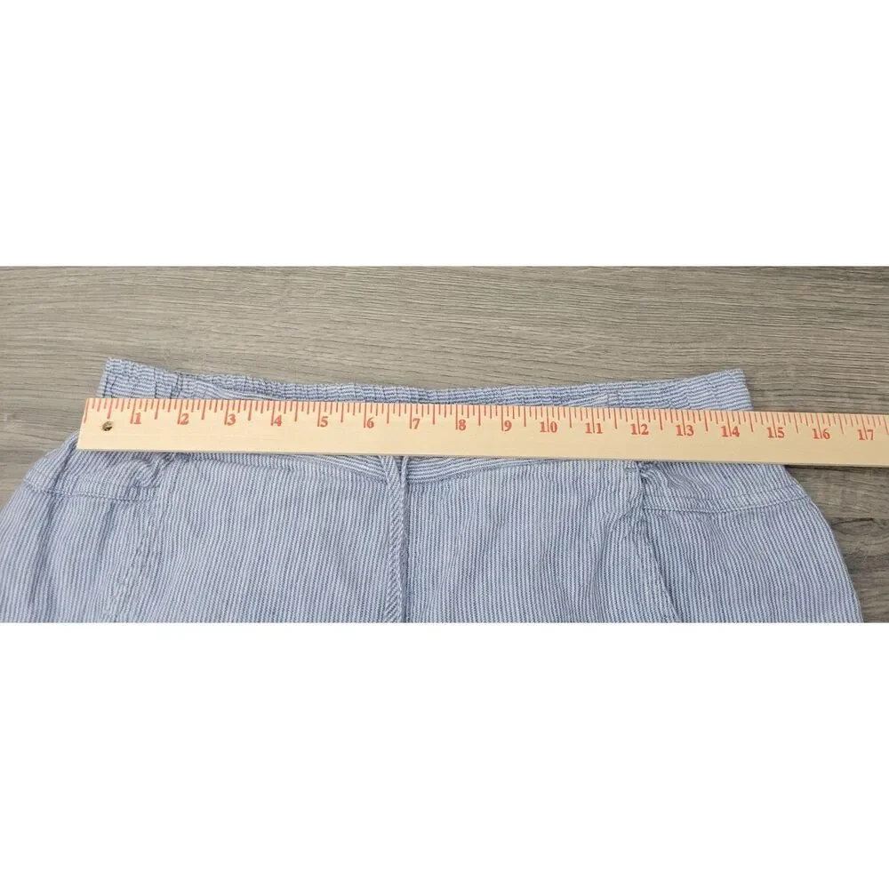 ORVIS 100% Linen Pants S Blue and White Striped Drawstring - Picture 6 of 9